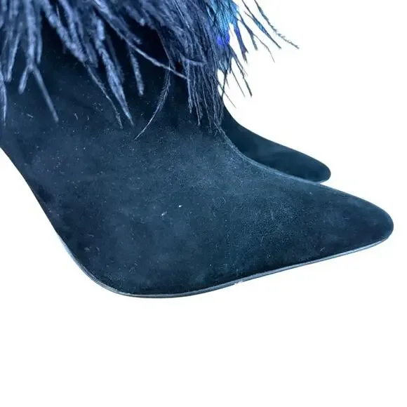 Jessica Simpson Piume Feather Black High Heel Ankle Boots Booties Shoes sz 10 - Picture 13 of 16